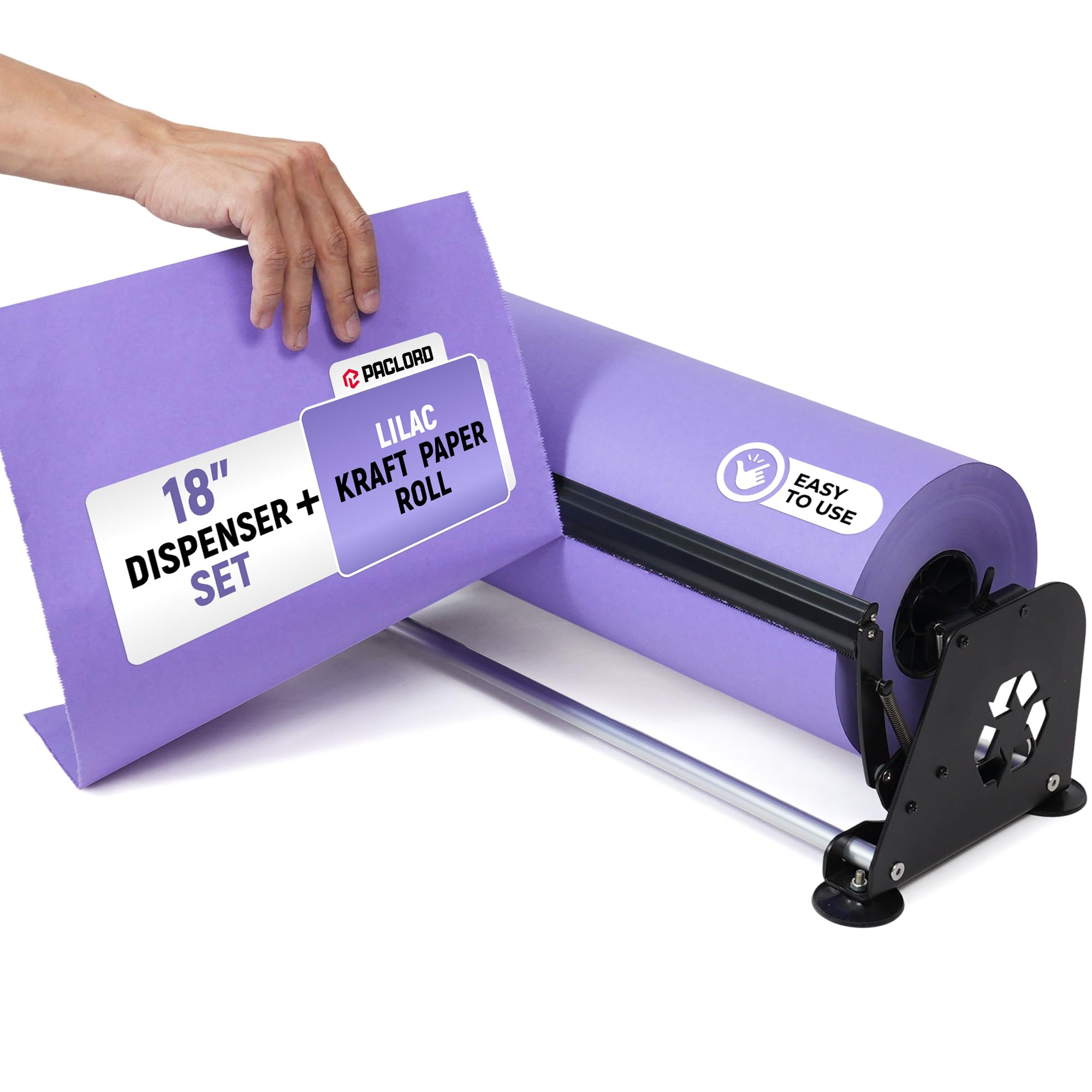 7109WZrV87L.jpg 18" Paper Dispenser with Cutter + Lilac Kraft Paper Roll