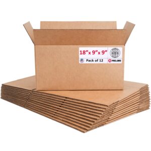 Long Cardboard Boxes 18"L x 9"W x 9"H (Pack of 12) (CB-1899-12, B0GMTGSWQK)