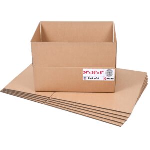 Large Cardboard Boxes 24"L x 16"W x 8"H (Pack of 6) (CB-24168-6, B0GMTWMQJZ)