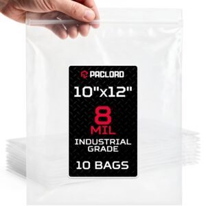Extra Thick 8 Mil Reclosable Zip Bags 10" x 12", Pack of 10 (RPB-1012-8-10, B0FXZ3BNKY)