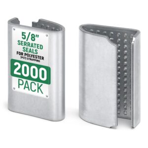 Paclord Open Serrated Seals for 5/8" Polyester (PET) Strapping, Pack of 2000
