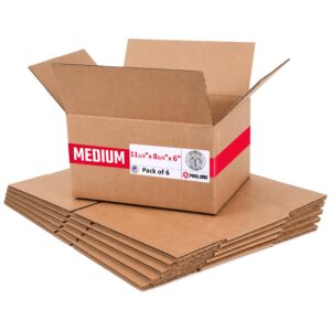 Medium Cardboard Boxes 11 1/2"L x 8 3/4"W x 6"H (Pack of 6) (CB-1186-6, B0GMTGKDZY)