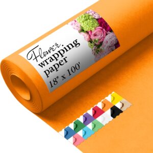 Paclord Flower Wrapping Paper, 18" x 1200" (100 ft), 45 lb – Orange (FP-18-OR, B0CYVWSTG6)