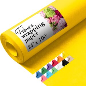 Paclord Flower Wrapping Paper, 24" x 1200" (100 ft), 45 lb – Yellow (FP-24-YE, B0CYW3VFS9)