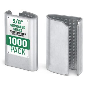 Paclord Open Serrated Seals for 5/8" Polyester (PET) Strapping, Pack of 1000