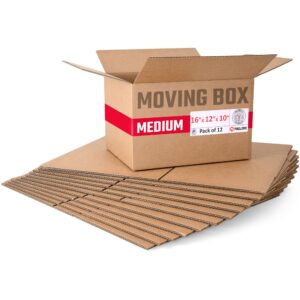 Medium Cardboard Boxes 16"L x 12"W x 10"H (Pack of 12) (CB-161210-12, B0F2VW48B8)