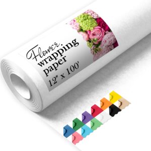 Paclord Flower Wrapping Paper, 12" x 1200" (100 ft), 45 lb – White (FP-12-WH, B0CYVVW944)