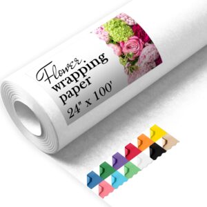 Paclord Flower Wrapping Paper, 24" x 1200" (100 ft), 45 lb – White (FP-24-WH, B0CYVWR3W5)