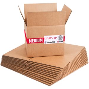 Medium Cardboard Boxes 12"L x 10"W x 10"H (Pack of 12) (CB-121010-12, B0GMV6FCWC)