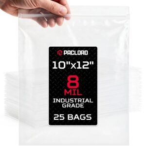Extra Thick 8 Mil Reclosable Zip Bags 10" x 12", Pack of 25 (RPB-1012-8-25, B0FXYZGTP5)