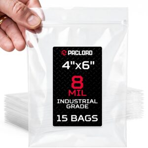 Extra Thick 8 Mil Reclosable Zip Bags 4" x 6", Pack of 15 (RPB-46-8-15, B0FXYXRNTX)