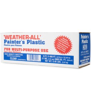 Weather-All Clear Painters Plastic Sheeting 12' x 400', 0.31 Mil, Pack of 2