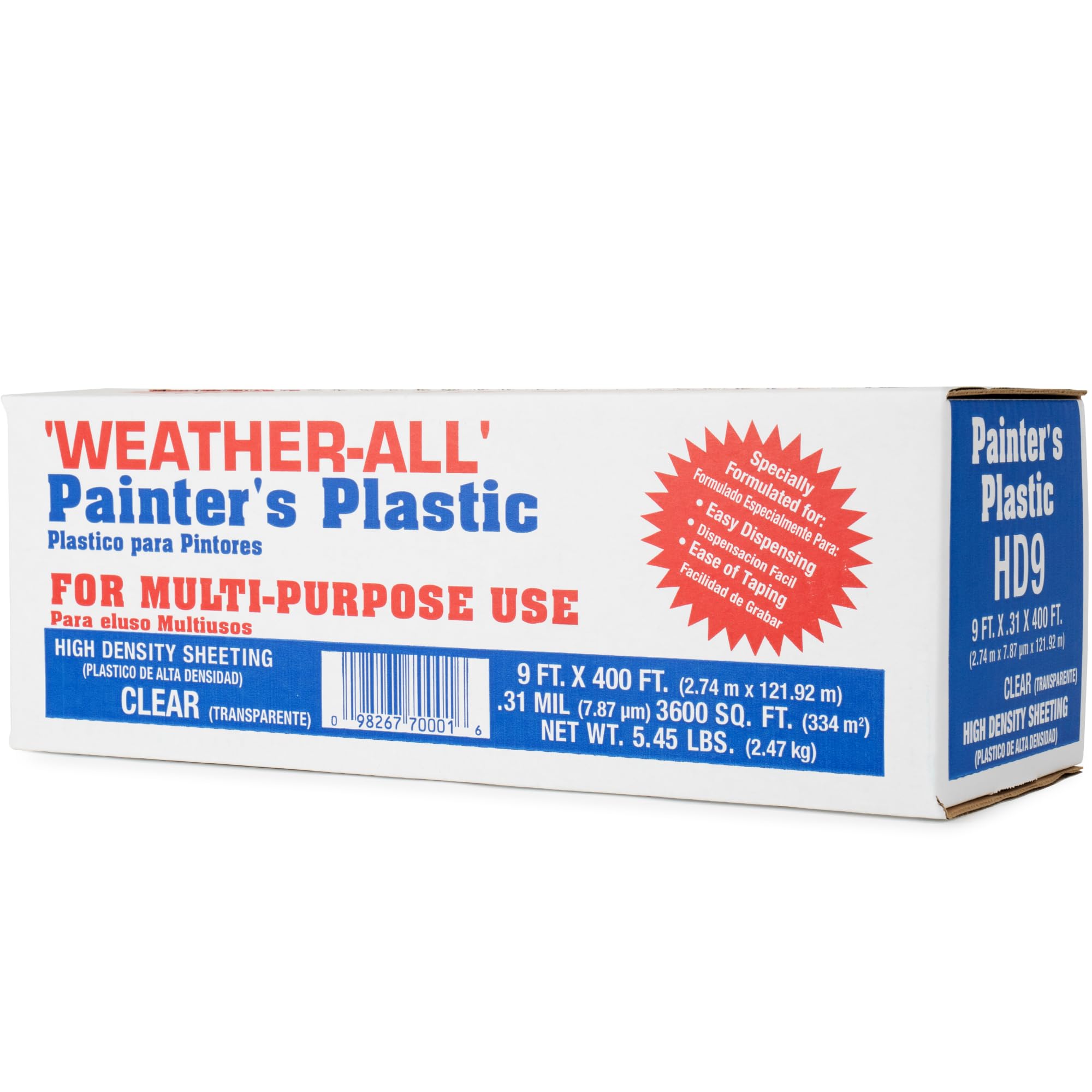 71AgiSGbO4L-3.jpg Weather-All Clear Painters Plastic Sheeting 12' x 400', 0.31 Mil, Pack of 4