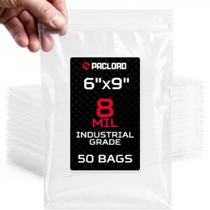Extra Thick 8 Mil Reclosable Zip Bags 6" x 9", Pack of 50 (RPB-69-8-50, B0FXYX4FZ3)
