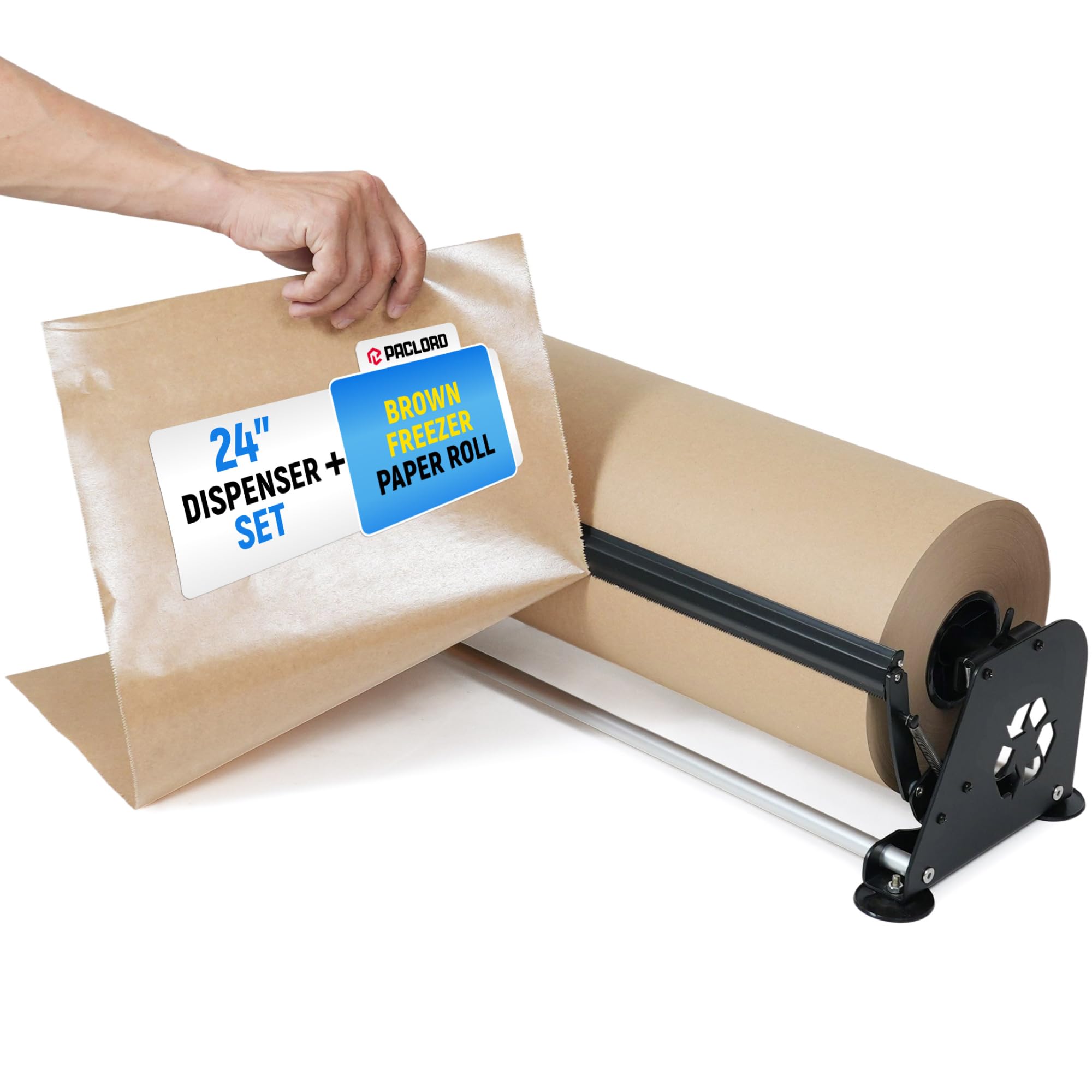 71Eq3ASiYKL.jpg 24" Paper Dispenser with Cutter + Natural Kraft Freezer Paper Roll