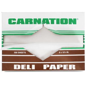 Carnation 500 Pcs White Deli Wrap Wax Paper Sheets, 8"x10.75" Pre-Cut Interfolded (DW-810, B0GHTH4TLK)