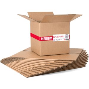 Medium Cardboard Boxes 12"L x 12"W x 12"H (Pack of 12) (CB-121212-12, B0F2VQDTYK)