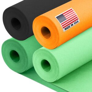 12" x 1200" (100 ft) St. Patrick's Day Kraft Paper Rolls Set, 45 Lbs - Green, Light Green, Black, Orange Kraft Paper - Made in USA Colored Paper for Crafts, DIY, School, Gift Wrapping