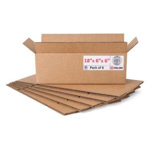 Medium Cardboard Boxes 18"L x 6"W x 6"H (Pack of 6) (CB-1866-6, B0F2VGM1HX)