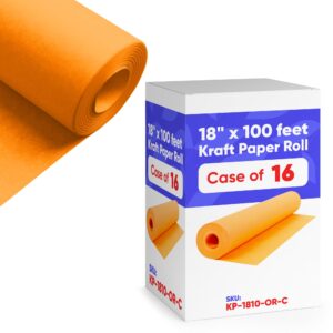 Paclord Orange Kraft Paper Roll 18" x 100 ft, Case of 16 (KP-1810-OR-C, B0CP5S5SPB)