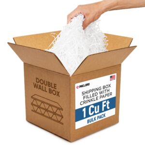 1 Cu Ft Heavy Duty Ready to Ship Carton with White Crinkle Paper Filler, 12x12x12"