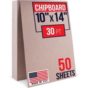 10" x 14" Brown Kraft Chipboard Sheets, 30 Pt Thick, Pack of 50