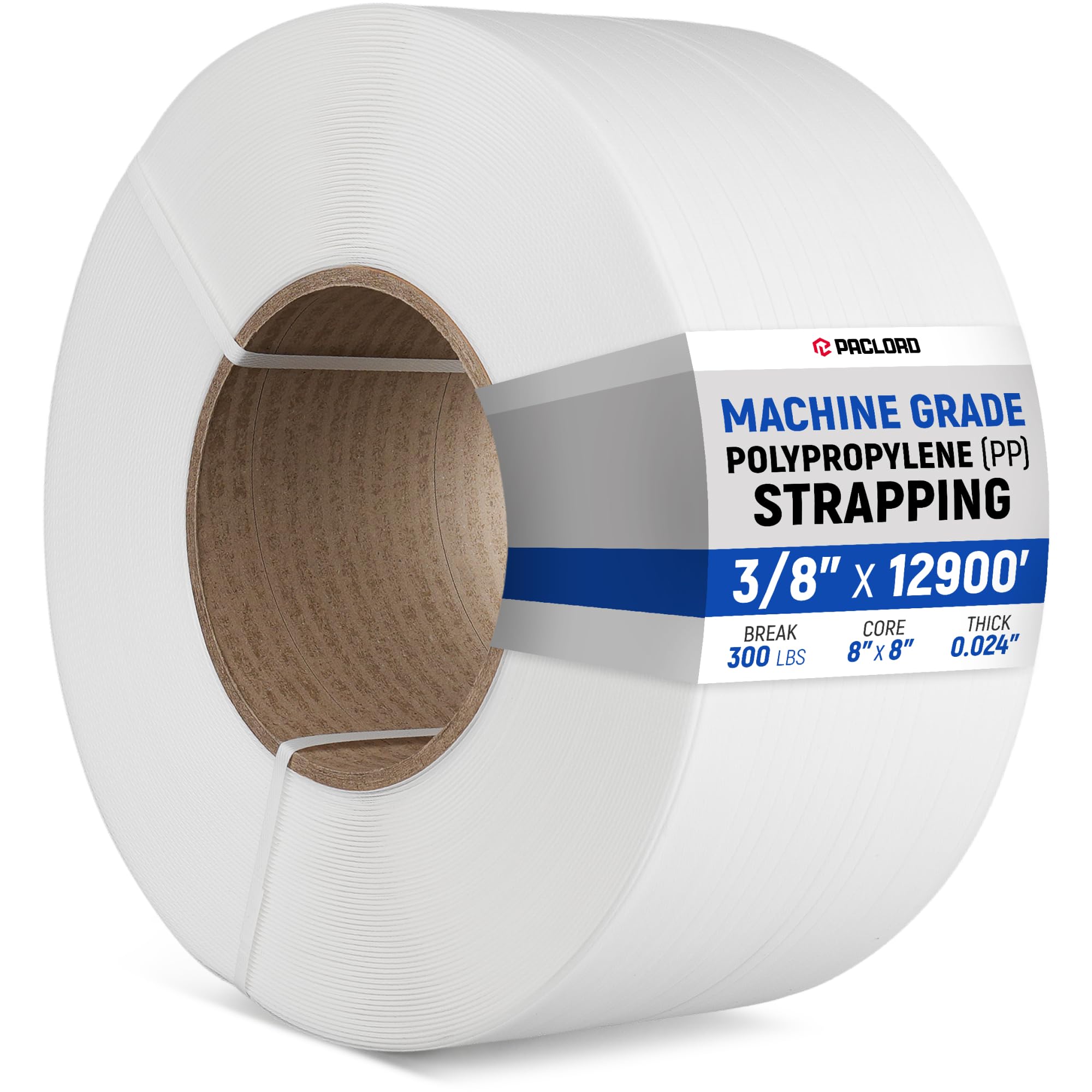 71ItzB749IL.jpg Paclord 3/8" x 12,900' Machine Grade Polypropylene (PP) Strapping Roll, 0.024" Thick