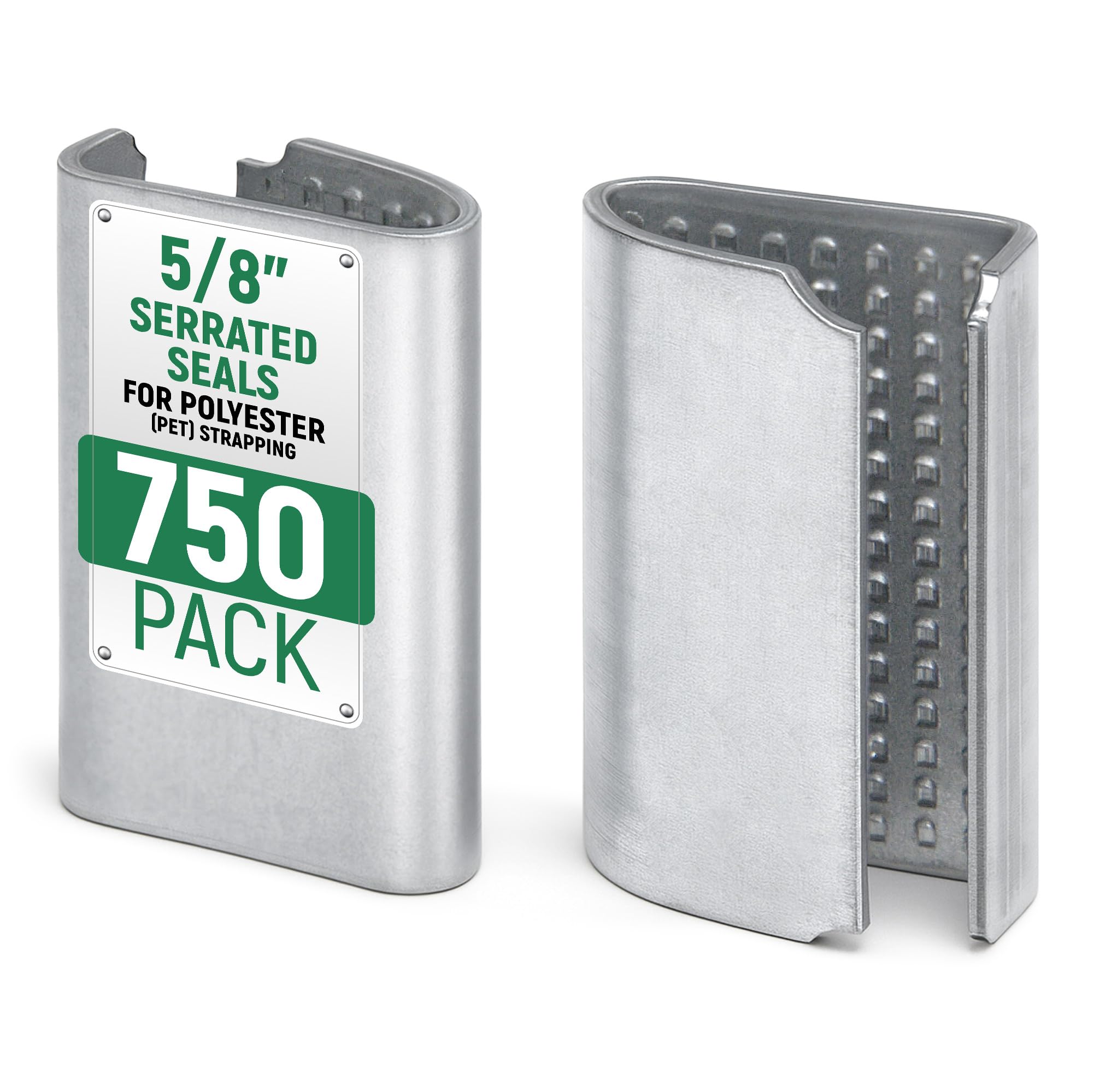 71JMrhVLRL.jpg Paclord Open Serrated Seals for 5/8" Polyester (PET) Strapping, Pack of 750