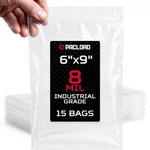 Extra Thick 8 Mil Reclosable Zip Bags 6" x 9", Pack of 15 (RPB-69-8-15, B0FXZ2QGW7)