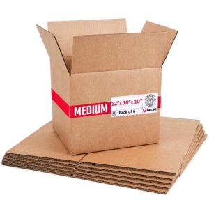 Medium Cardboard Boxes 12"L x 10"W x 10"H (Pack of 6) (CB-121010-6, B0GMVCTVG4)