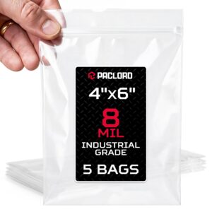 Extra Thick 8 Mil Reclosable Zip Bags 4" x 6", Pack of 5 (RPB-46-8-5, B0FXYWPKBJ)