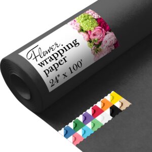 Paclord Flower Wrapping Paper, 24" x 1200" (100 ft), 45 lb – Black (FP-24-BK, B0CYW5LGDN)