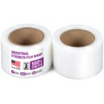 Paclord 3" x 1000' Industrial Strength Stretch Wrap, Pack of 2 Mini Rolls, Clear Plastic Film, 80 Gauge
