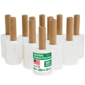 Paclord 5" x 1000' Industrial Strength Stretch Wrap, Pack of 1 Mini Roll with Extended Handle, Clear Plastic Film, 80 Gauge