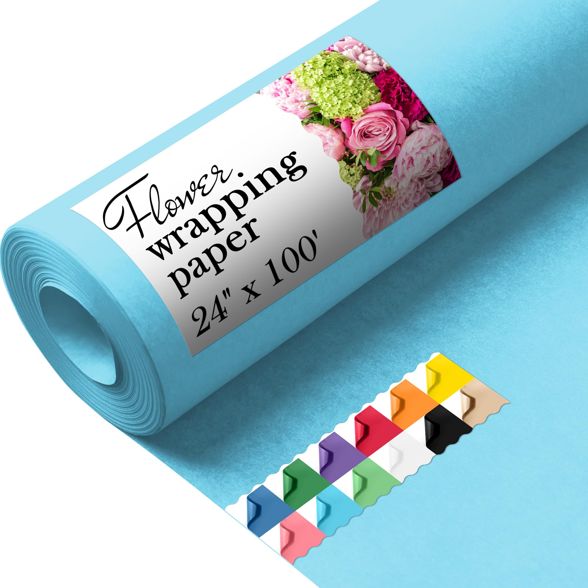 71S8KCLvjL.jpg Paclord Flower Wrapping Paper, 18" x 1200" (100 ft), 45 lb – Light Blue (FP-18-LB, B0CYW5LD97)