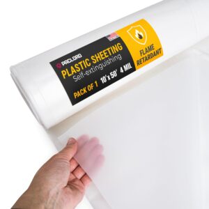 Flame Retardant Plastic Sheeting 10' x 50', 4 Mil, 500 Sq Ft