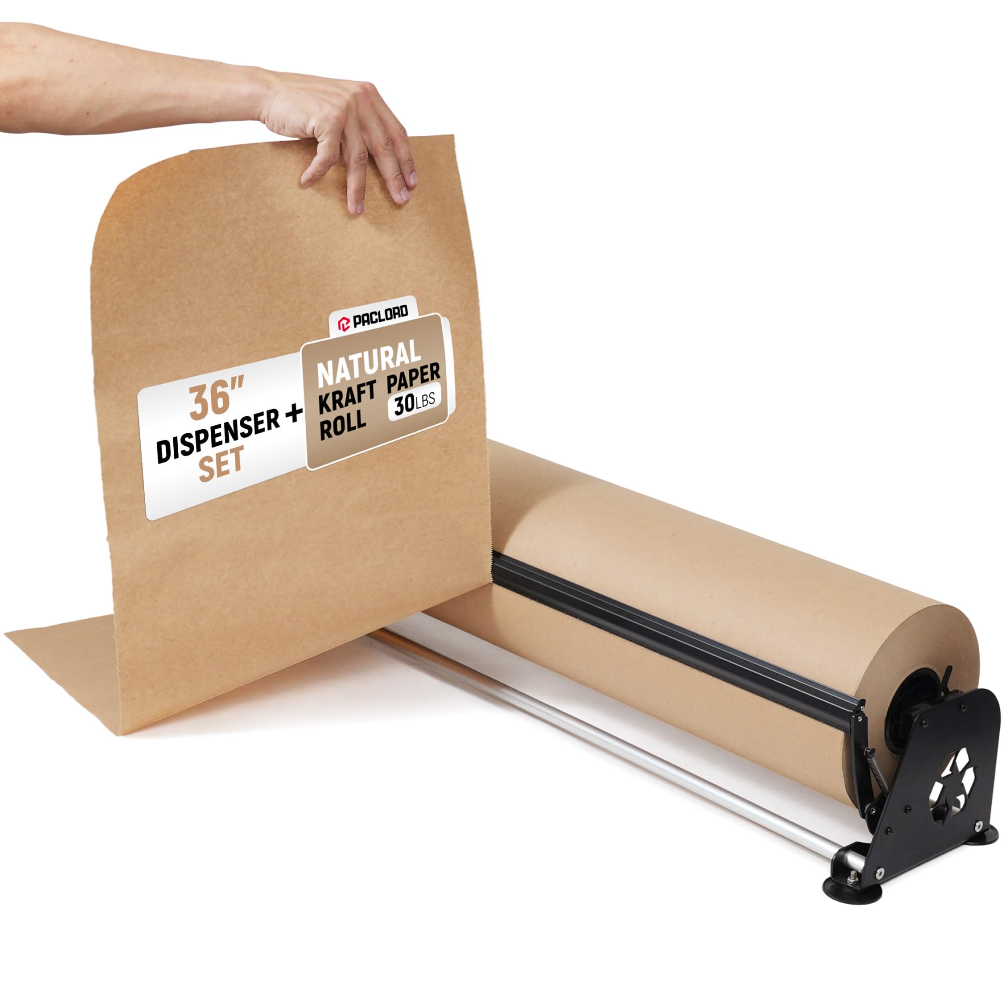 71TLXRWyUvL.jpg 36" Paper Dispenser with Cutter + 30 lb Natural Brown Kraft Paper Roll
