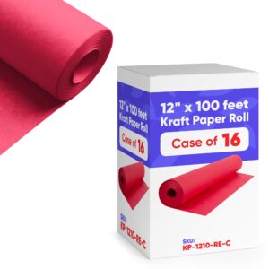 Paclord Red Kraft Paper Roll 12" x 100 ft, Case of 16 (KP-1210-RE-C, B0D1JL9V9J)