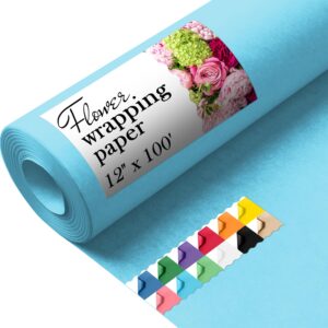 Paclord Flower Wrapping Paper, 12" x 1200" (100 ft), 45 lb – Light Blue (FP-12-LB, B0CYVZZC2Z)