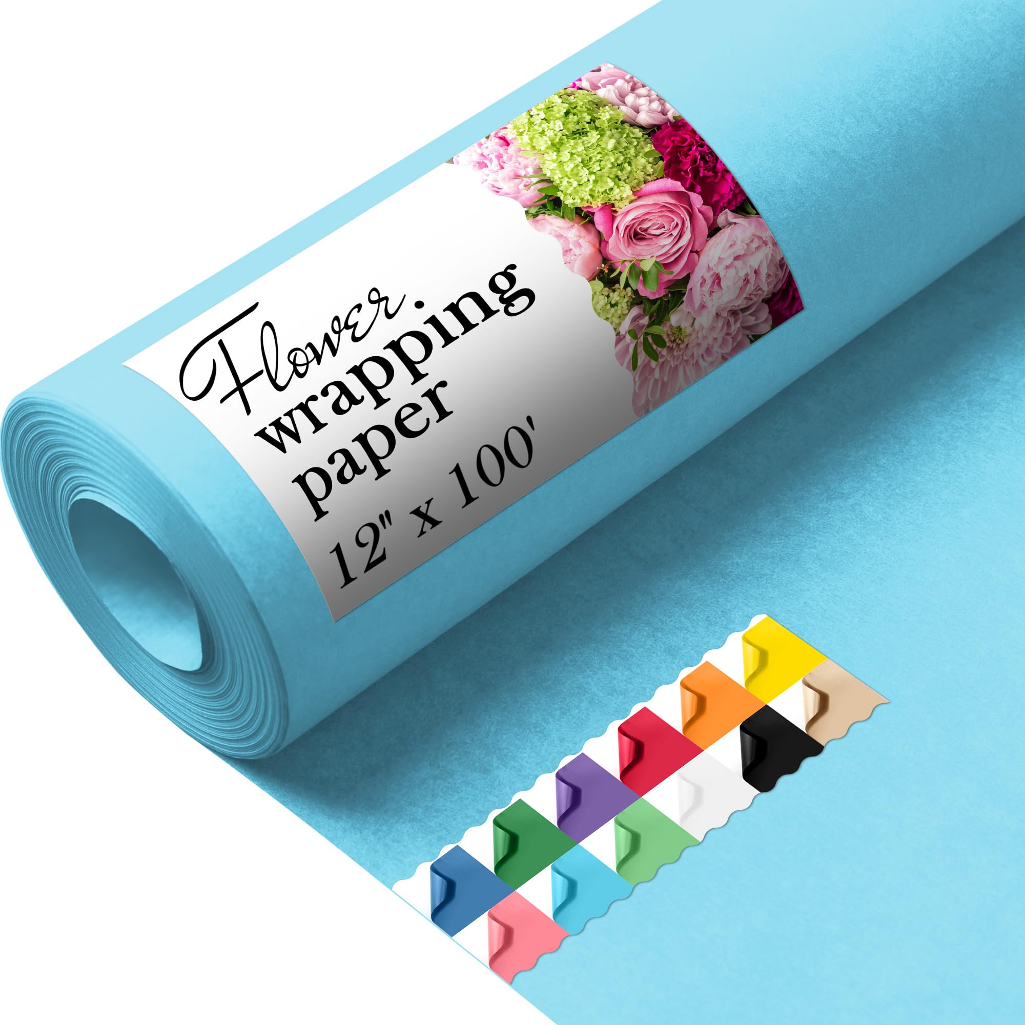 71VT6D4yTL.jpg Paclord Flower Wrapping Paper, 12" x 1200" (100 ft), 45 lb – Light Blue (FP-12-LB, B0CYVZZC2Z)
