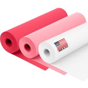 12" x 1200" (100 ft) Valentine's Day Kraft Paper Rolls Set, 45 Lbs - Red, Pink, White Kraft Paper - Made in USA Colored Paper for Crafts, DIY, School, Gift Wrapping