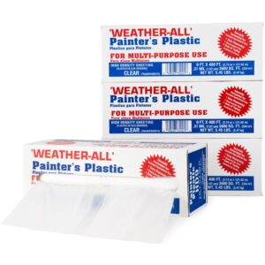 Weather-All Clear Painters Plastic Sheeting 9' x 400', 0.31 Mil, Pack of 4
