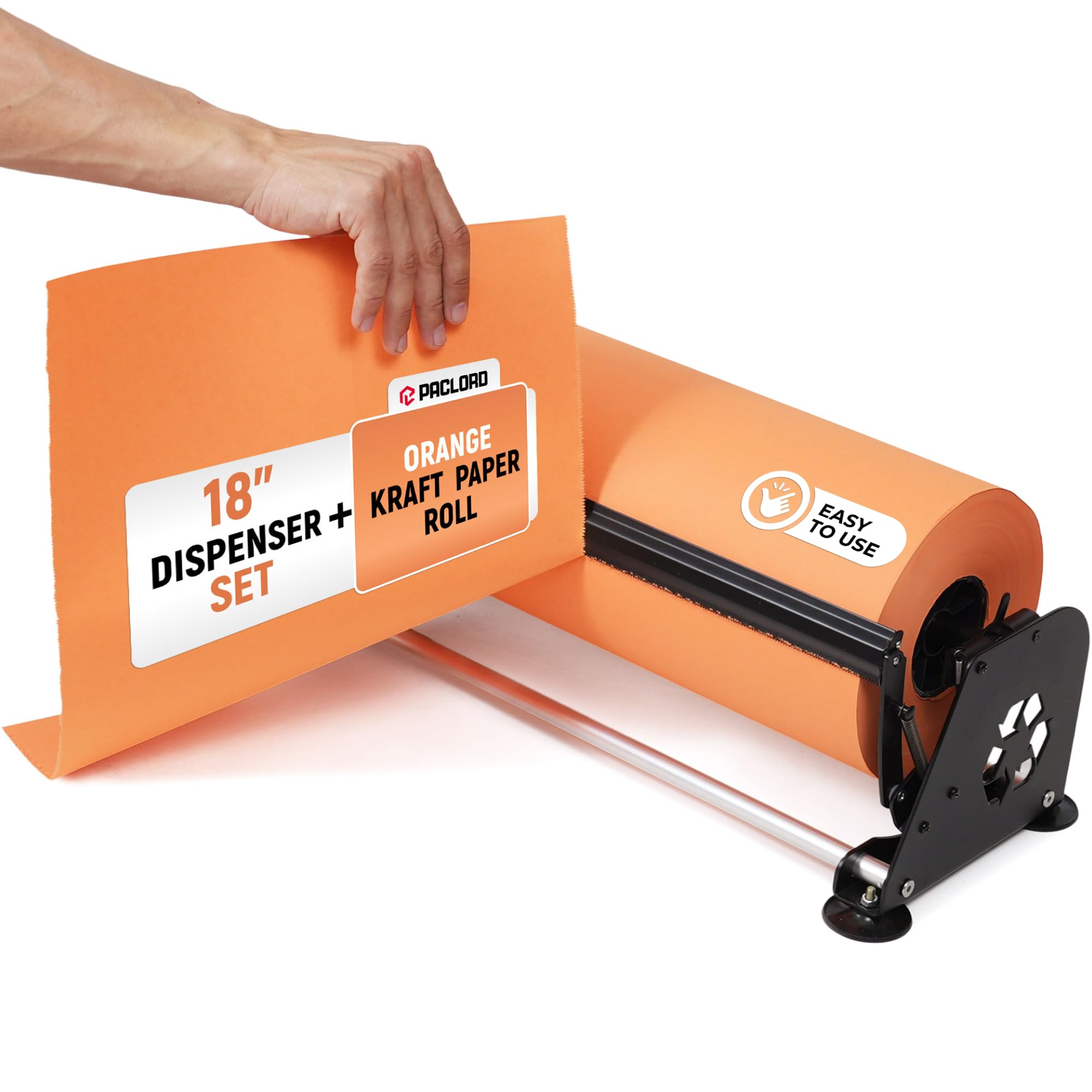 71XxpRpyWdL.jpg 18" Paper Dispenser with Cutter + Orange Kraft Paper Roll