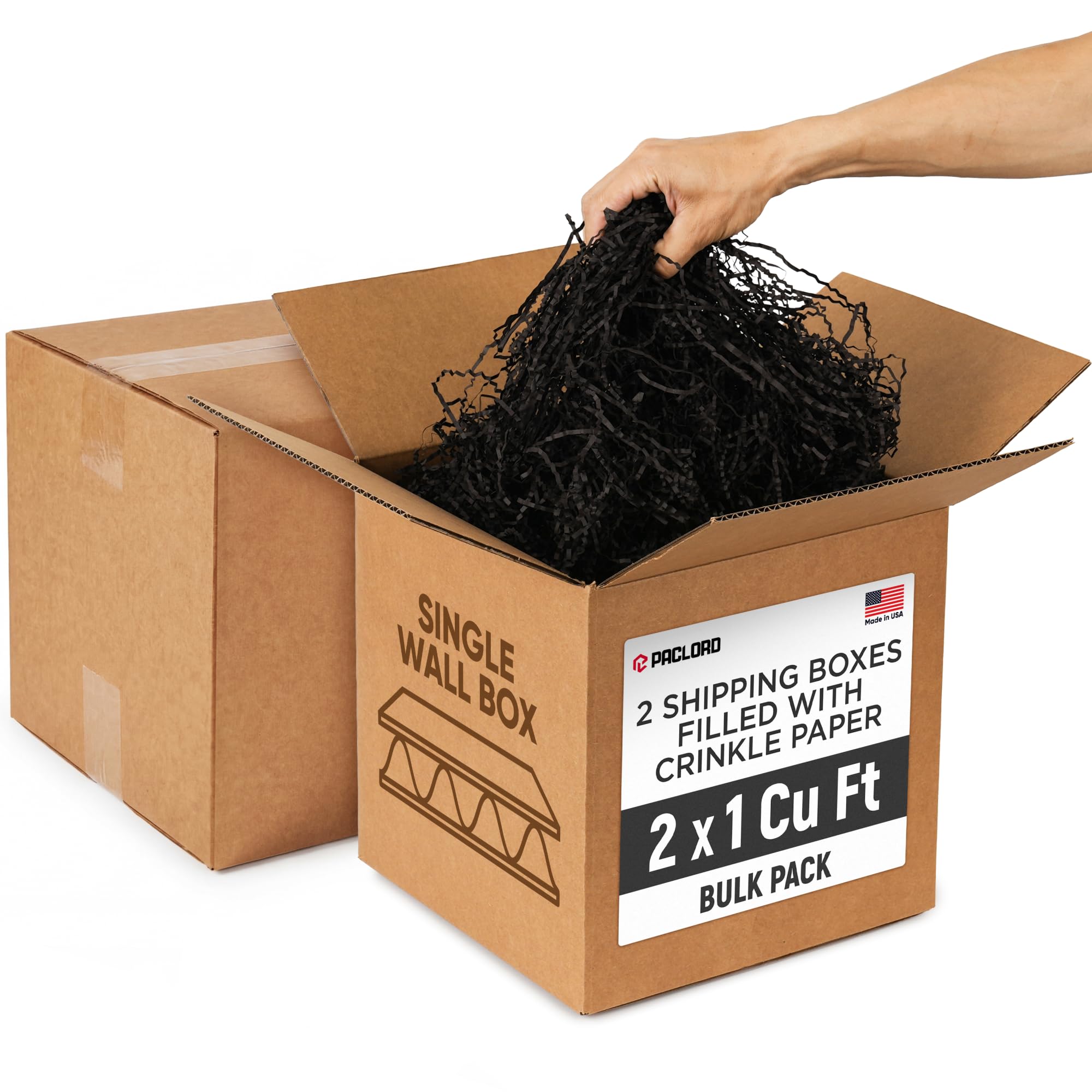 71XyxgHCFL.jpg 2 x 1 Cu Ft Ready to Ship Cartons with Black Crinkle Paper Filler, 12x12x12", Single Wall Boxes (CP-BK-2xCU, B0GSCHCZ9P)