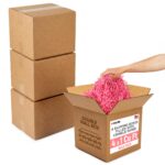4 x 1 Cu Ft Ready to Ship Cartons with Pink Crinkle Paper Filler, 12x12x12", Double Wall Boxes (CP-PI-4xCU-HD, B0GSCGWXJT)