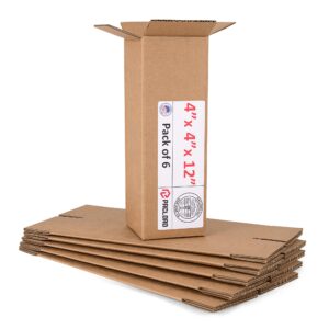 Tall Cardboard Boxes 4"L x 4"W x 12"H (Pack of 6) (CB-4412-6, B0F2VH3NSN)