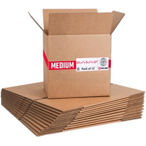 Medium Cardboard Boxes 12 1/4"L x 9 1/4"W x 12"H (Pack of 12) (CB-12912-12, B0GMVN1BL7)