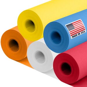 12" x 1200" (100 ft) Circus-Themed Kraft Paper Set, 45 Lbs - Red, Yellow, Orange, Dark Blue, White Kraft Paper - Made in USA Paper for Crafts, Appliques for Kids, DIY, Origami, Gift Wrapping
