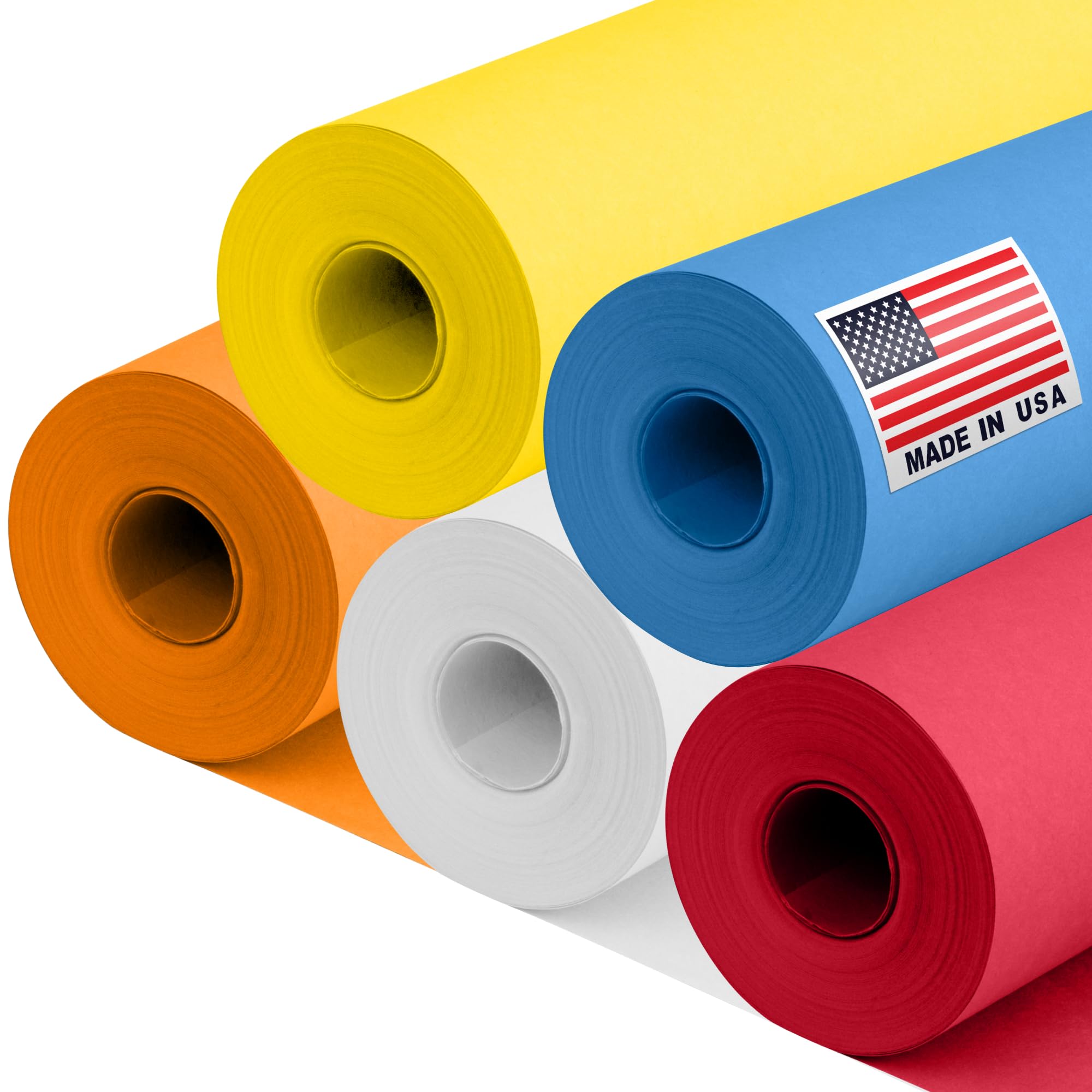 71bGxJ0CqvL.jpg 12" x 1200" (100 ft) Circus-Themed Kraft Paper Set, 45 Lbs - Red, Yellow, Orange, Dark Blue, White Kraft Paper - Made in USA Paper for Crafts, Appliques for Kids, DIY, Origami, Gift Wrapping