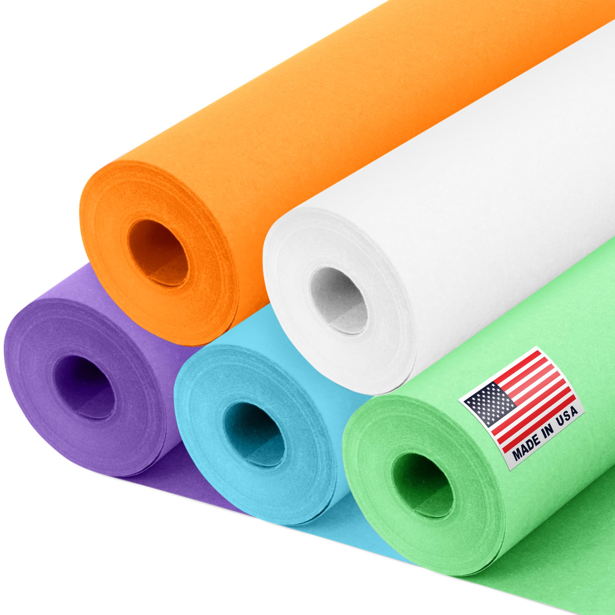 71c0f9hqGwL.jpg 12" x 1200" (100 ft) Mermaid Kraft Paper Set, 45 Lbs - Light Blue, White, Lilac, Orange, Green Kraft Paper - Made in USA Color Paper for Crafts, Appliques for Kids, DIY, Origami